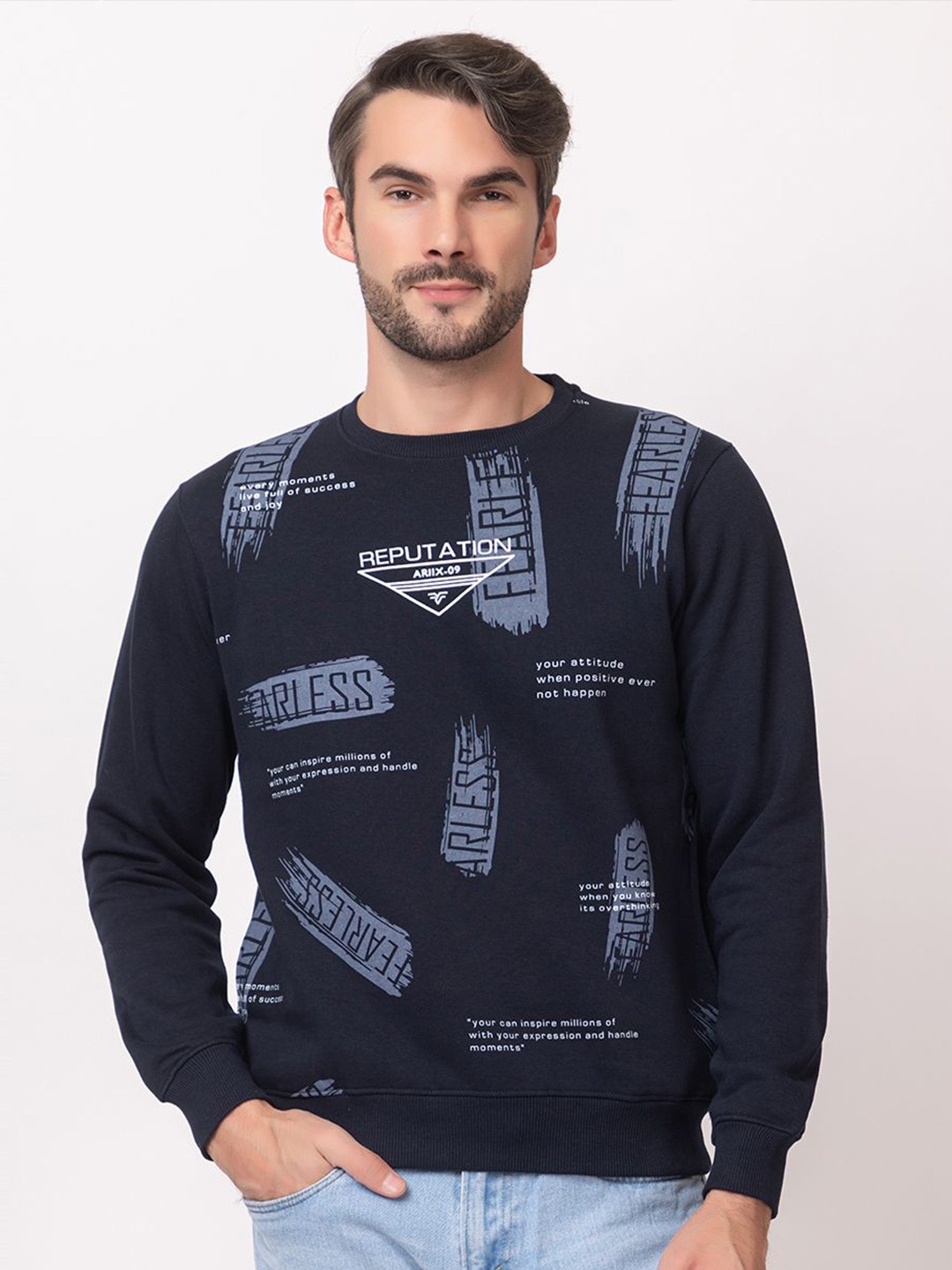 

ARIIX Men Printed Sweatshirt, Navy blue