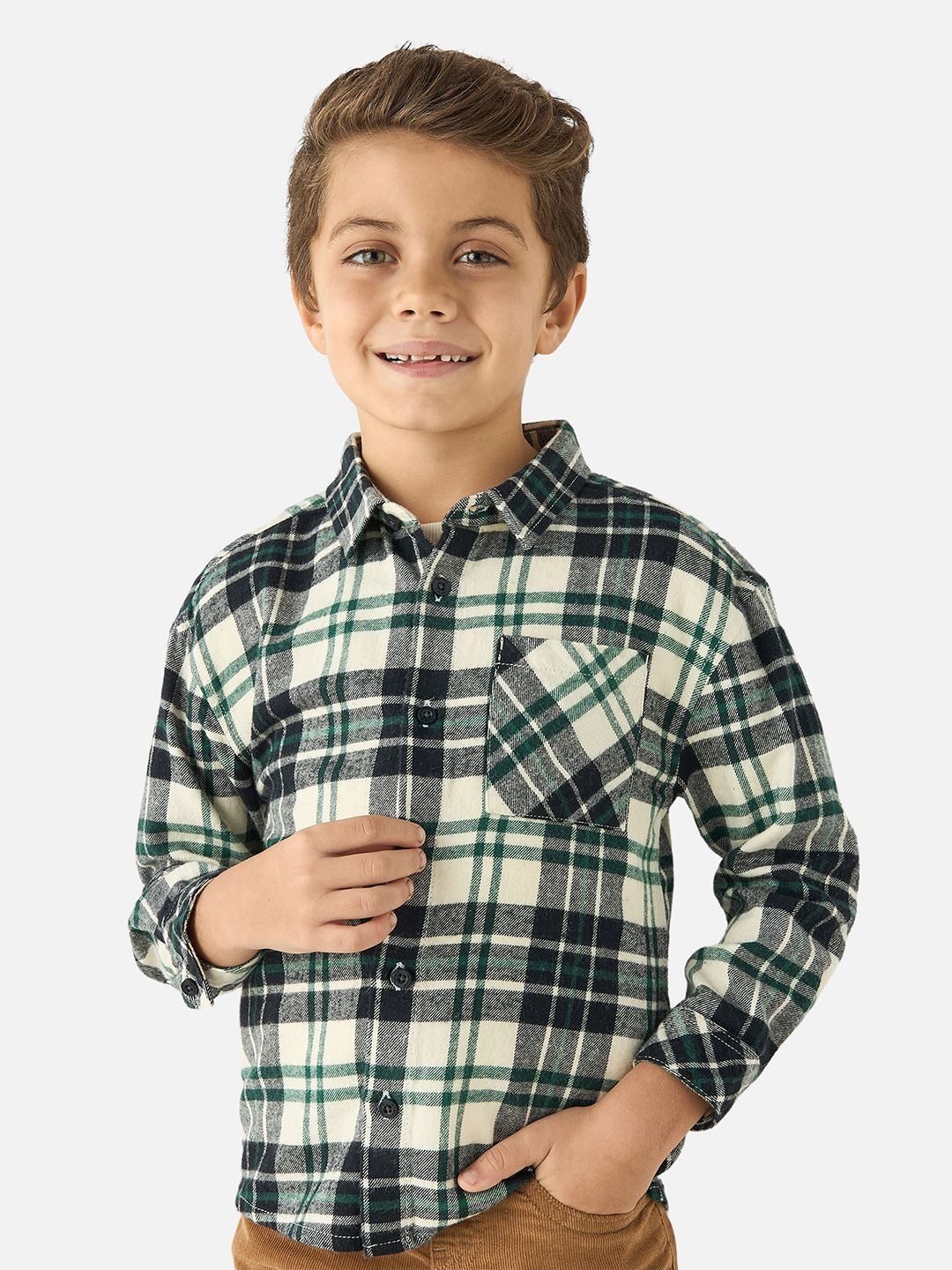 

Juniors by Babyshop Boys Tartan Checks Opaque Checked Casual Shirt, Green