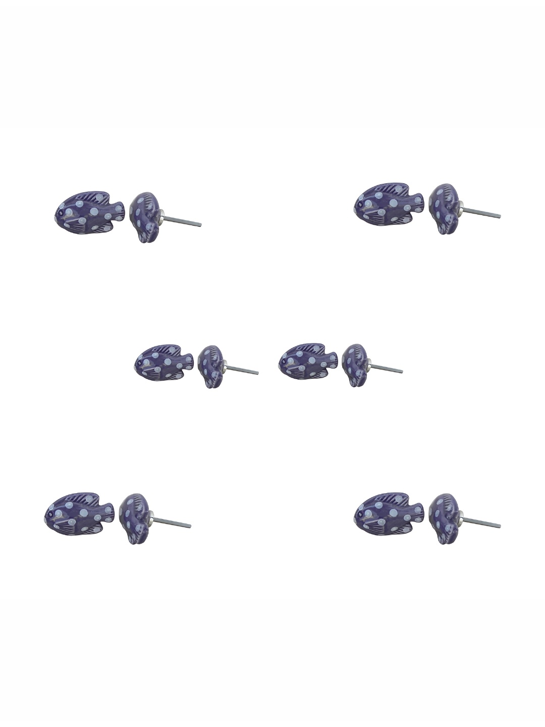 

Indianshelf 6Pcs Purple & Blue Textured Ceramic Knobs