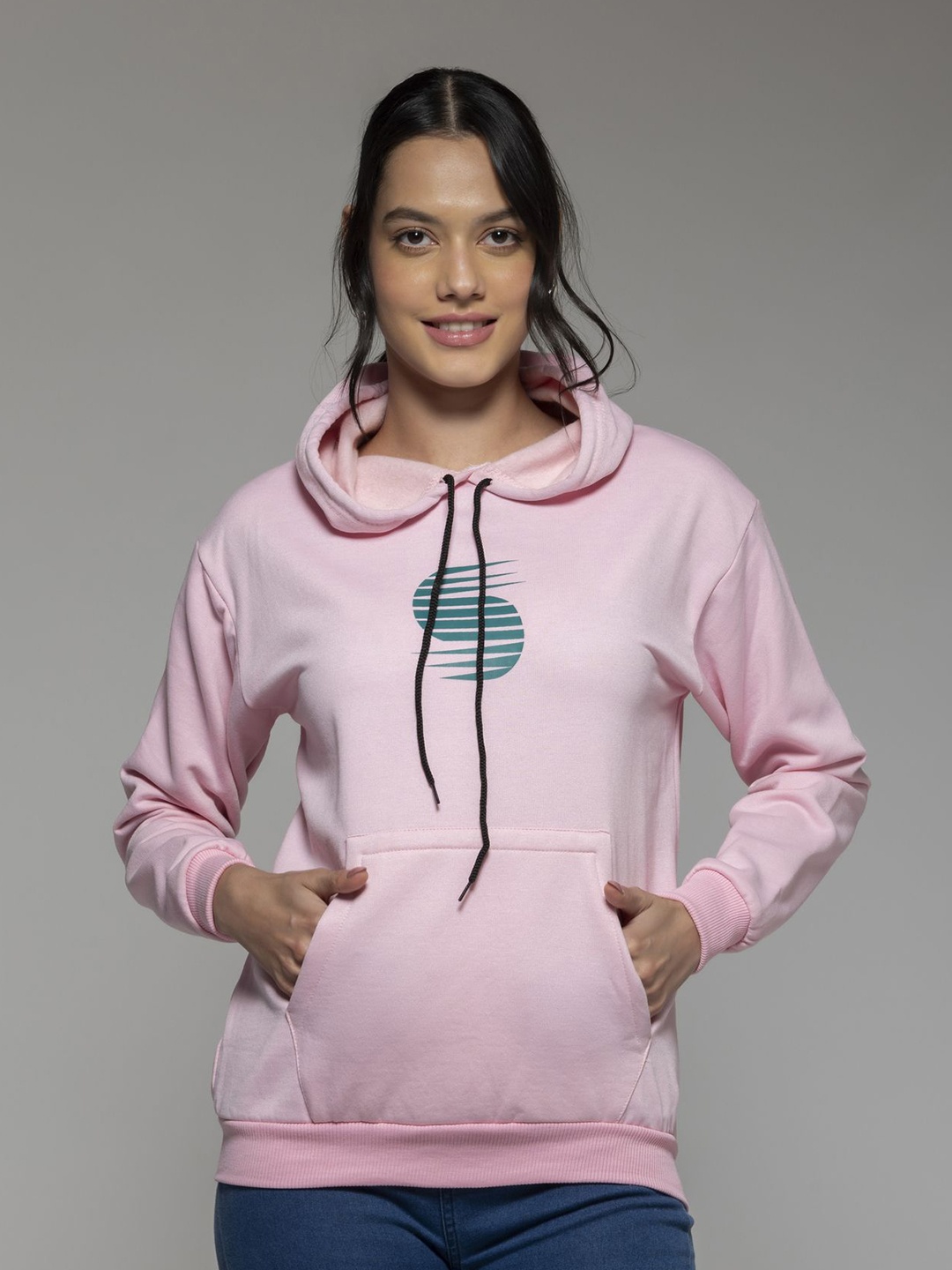 

OCTICS Women Printed Hooded Sweatshirts, Pink