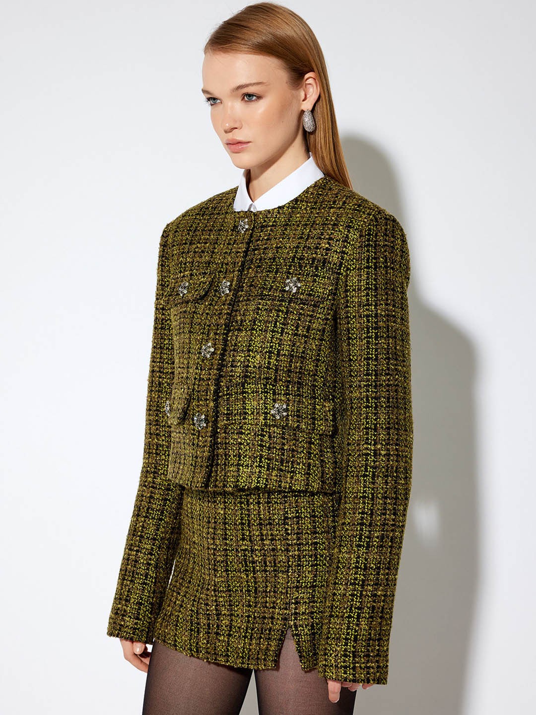 

Koton Women Floral Tailored Jacket, Khaki