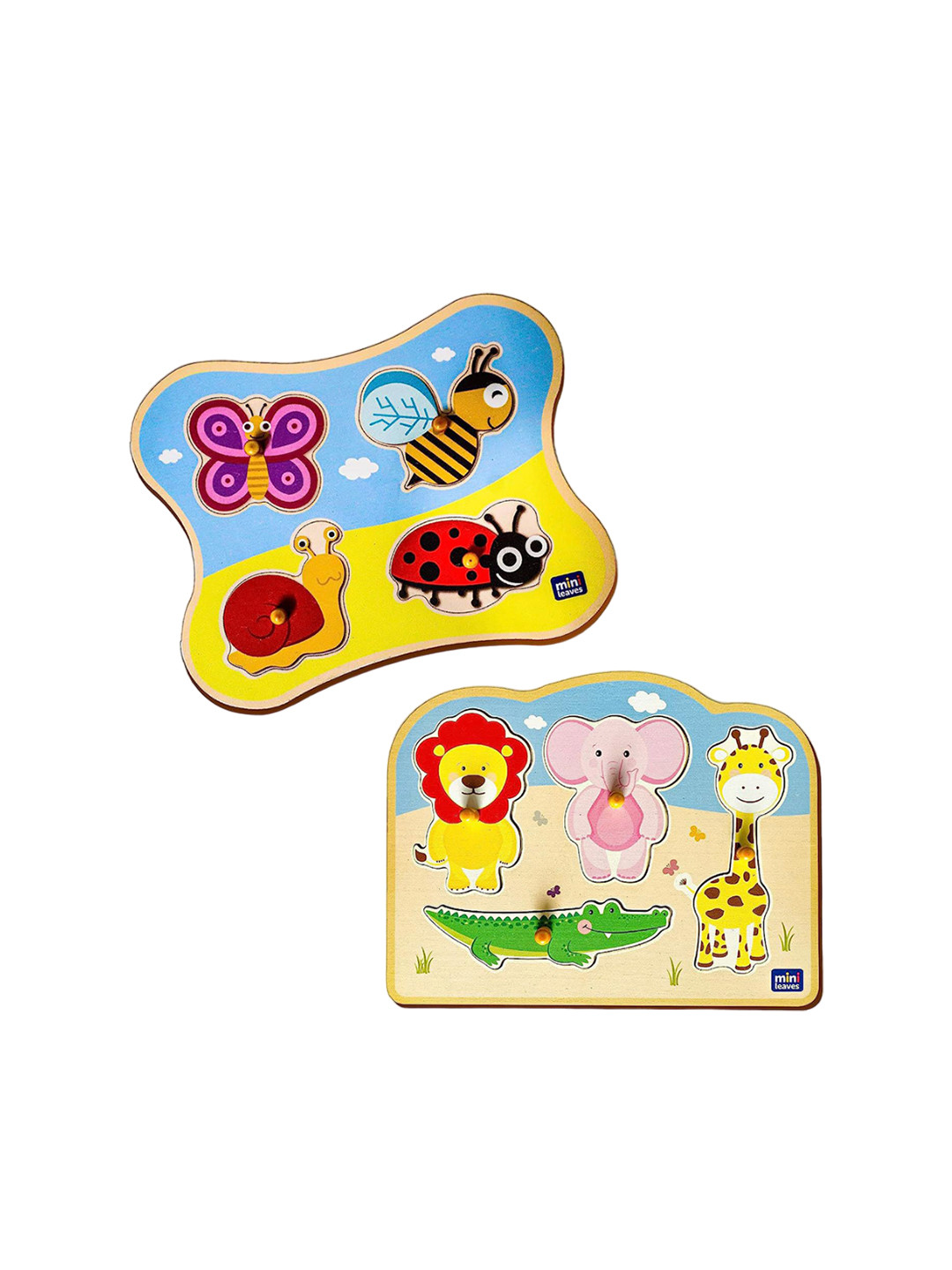 

Mini Leaves Kids 2-Pcs Wooden Knob Pegboard, Yellow