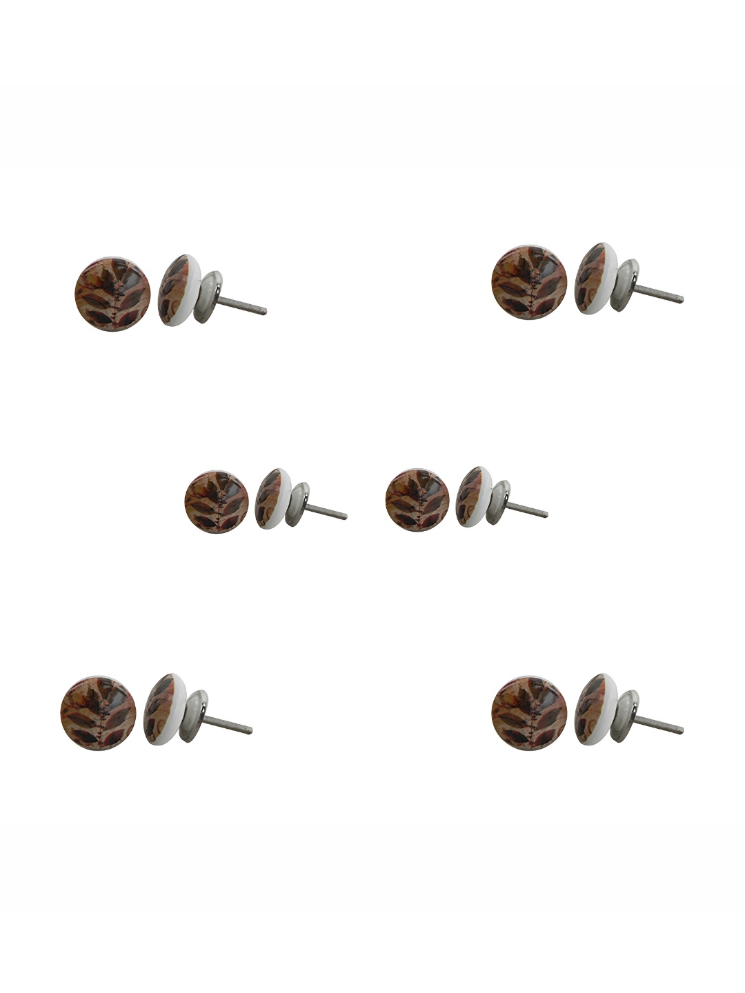 

Indianshelf 6Pcs Brown & White Textured Ceramic Knobs