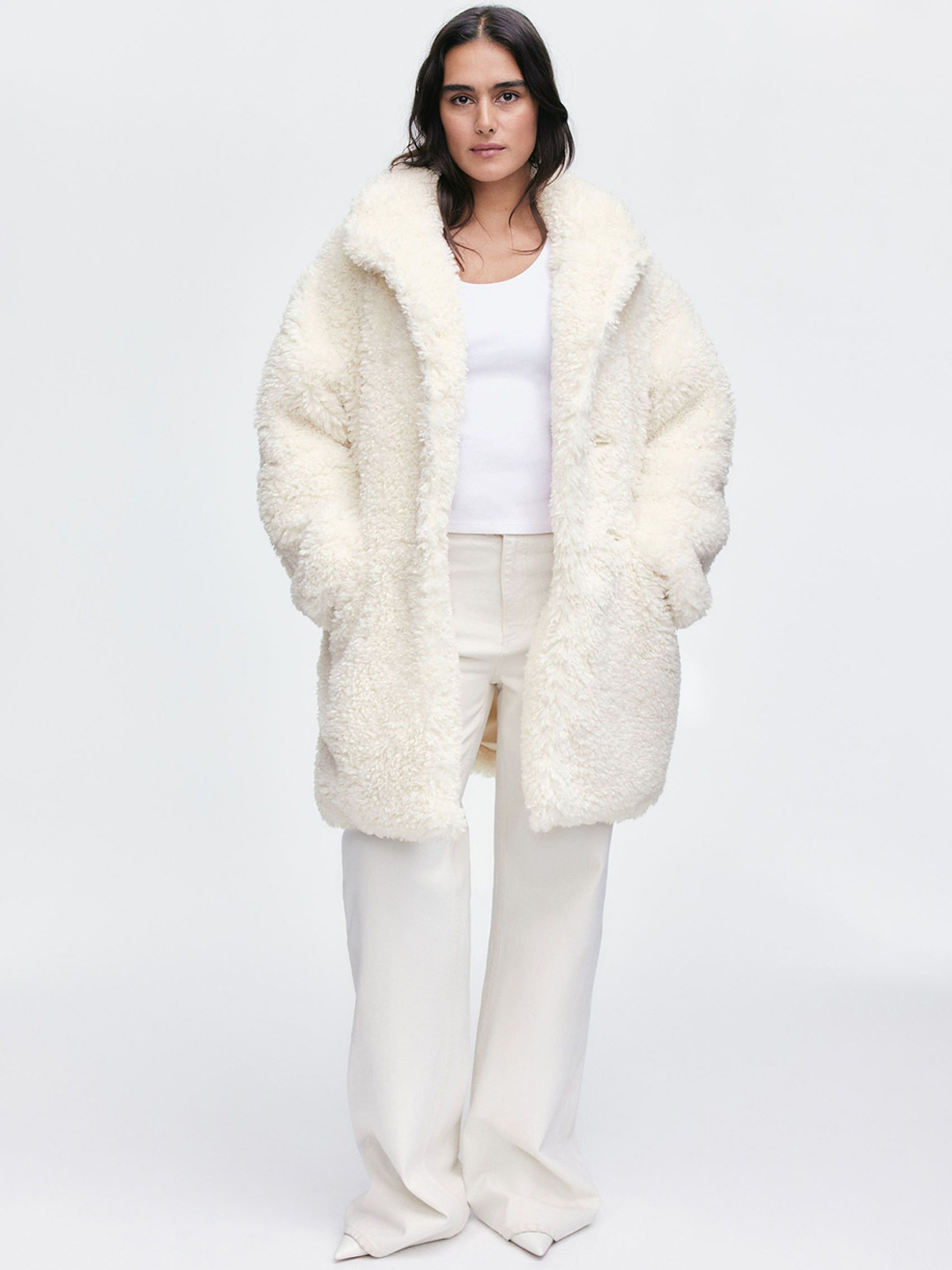 

H&M Fluffy Coat, White