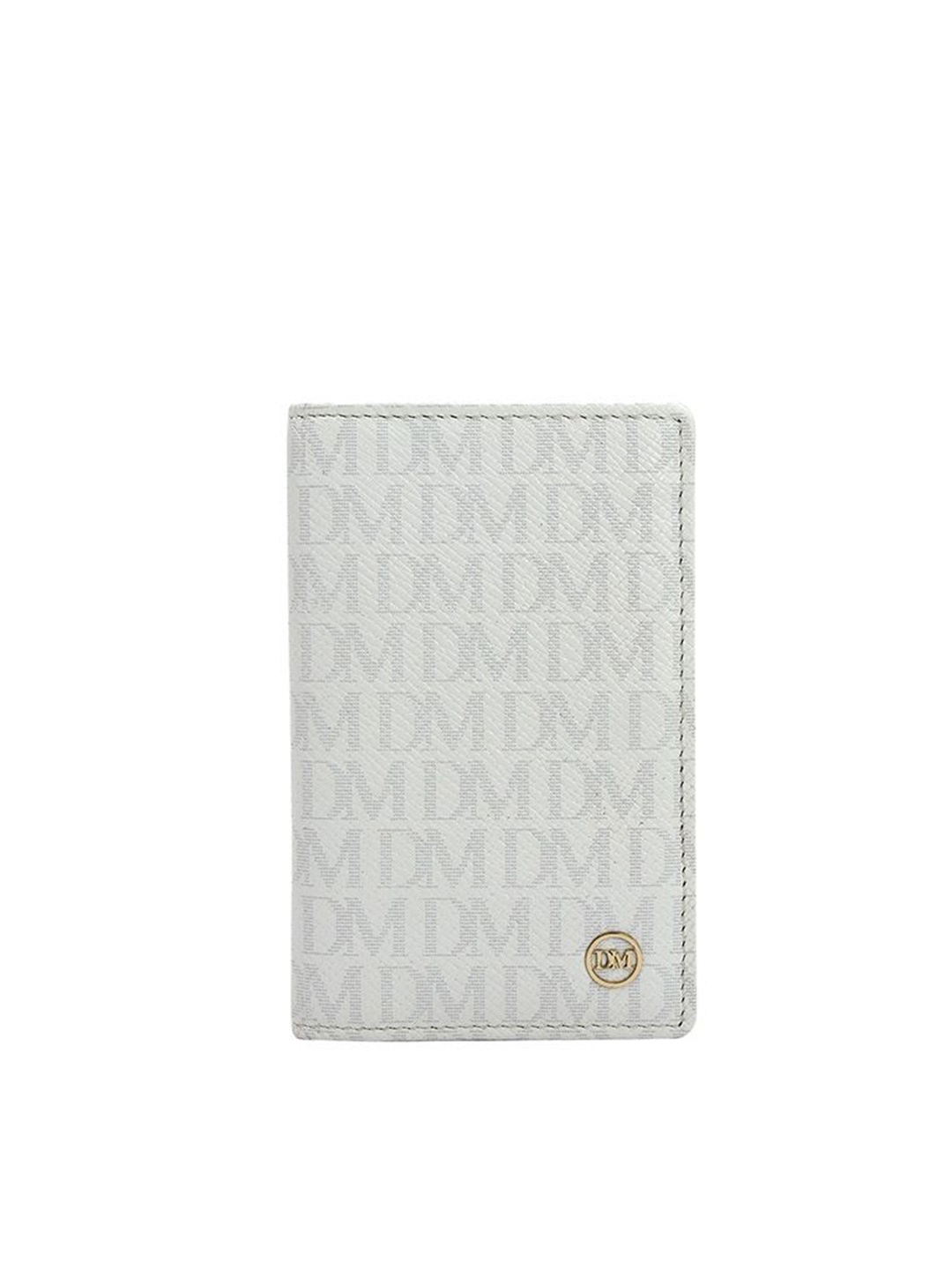 

Da Milano Unisex Typography Printed Leather Two Fold Wallet, White