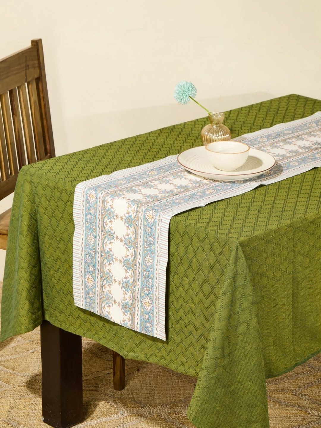 

Fabindia Blue & White Printed Cotton Table Runner