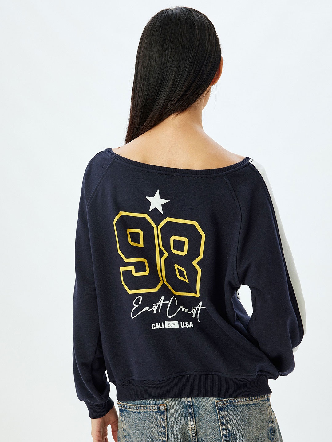 

Koton Women Printed Sweatshirt, Navy blue