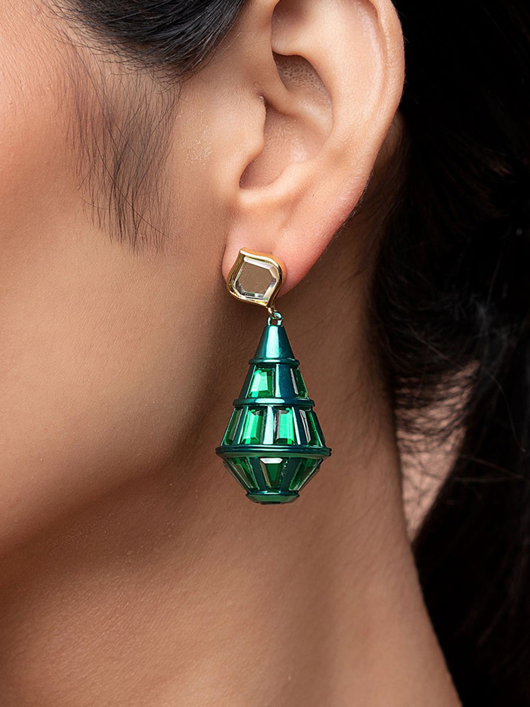 

Isharya Contemporary Drop Earrings, Green