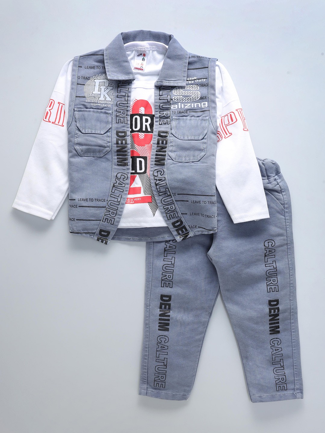 

BAESD Boys Printed T-shirt with Trousers, Blue