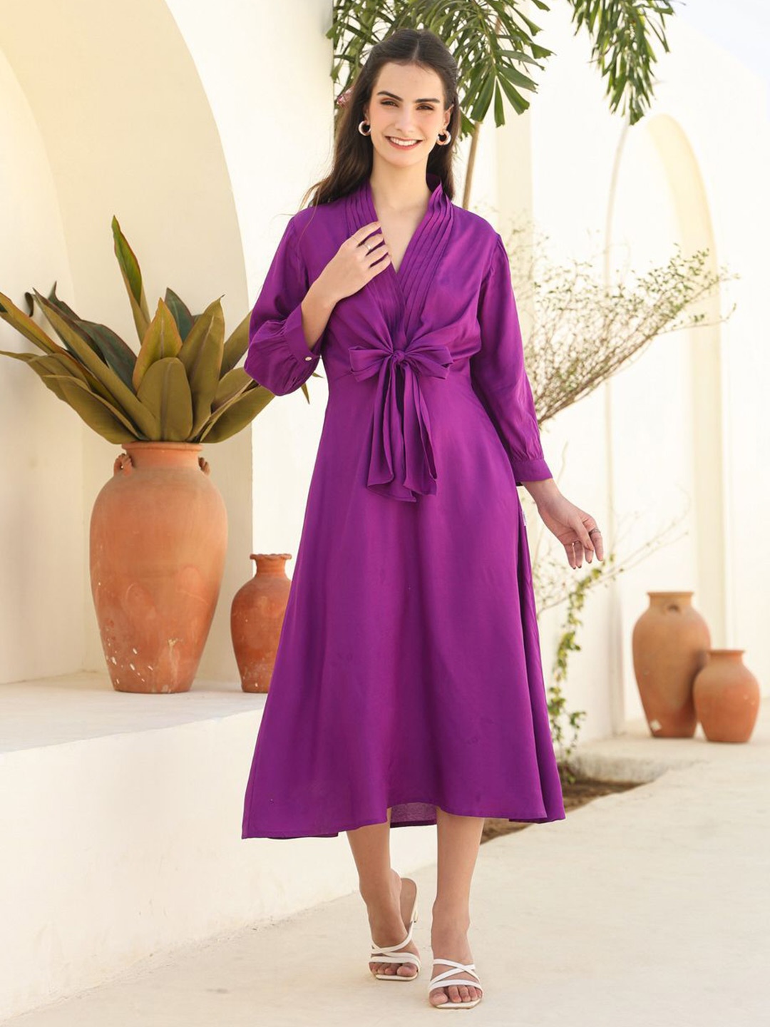 

JISORA Women Fit and Flare Dress, Purple
