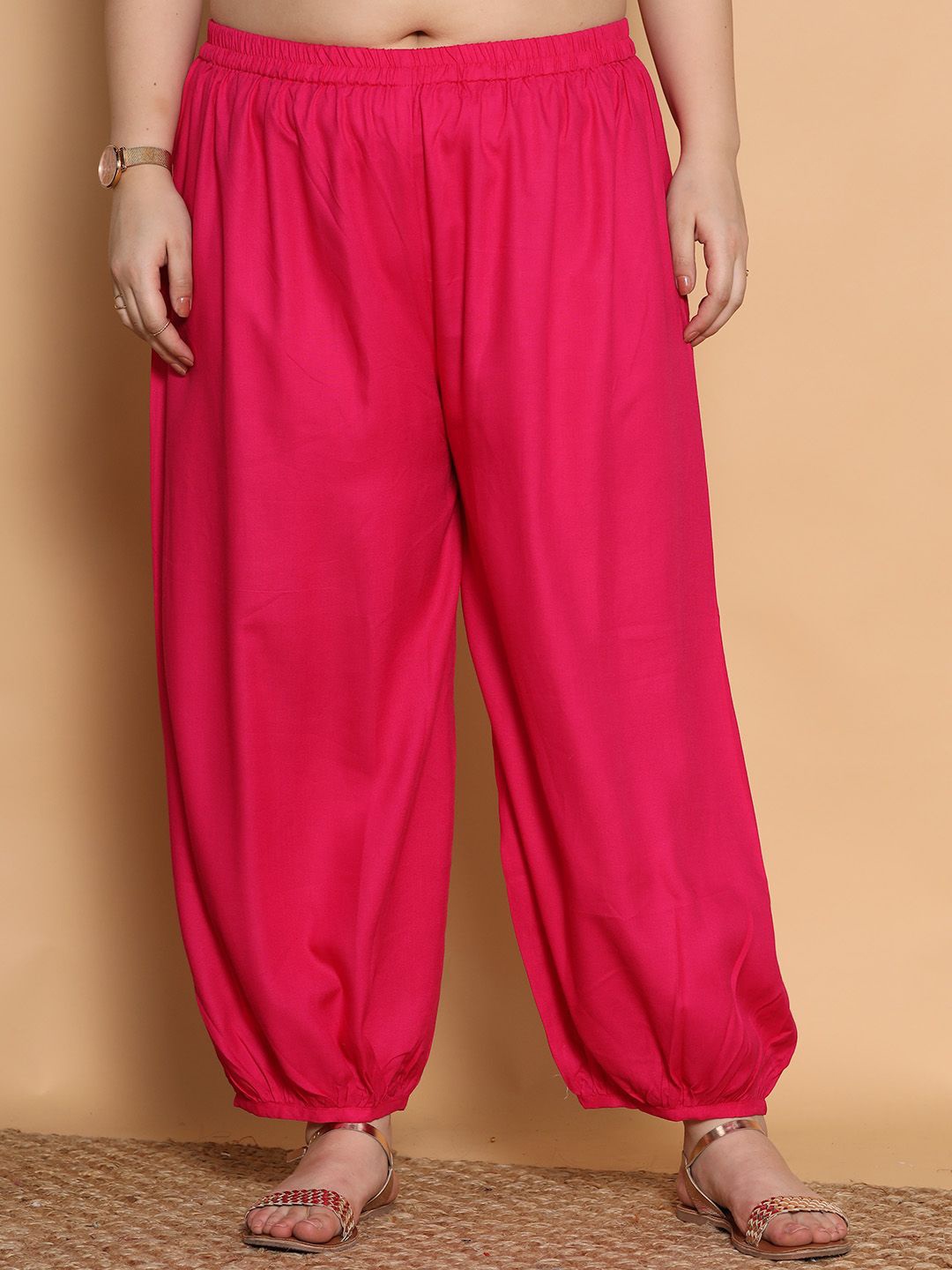 

LetsDressUp Women Loose Fit Viscose Rayon Salwar, Magenta