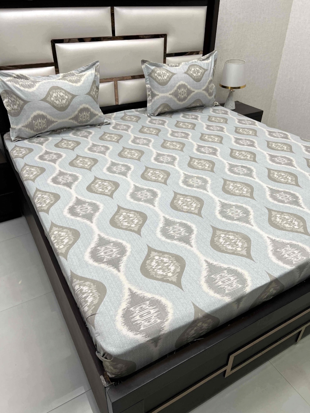 

Pure Decor Blue & Grey Ethnic Motifs 250 TC Queen Bedsheet with 2 Pillow Covers