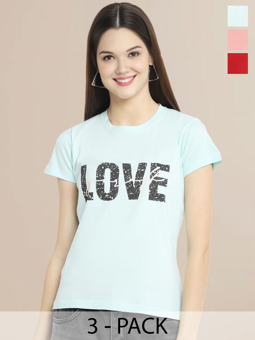 

Metronaut Set of 3 Women Printed T-shirt, Multi