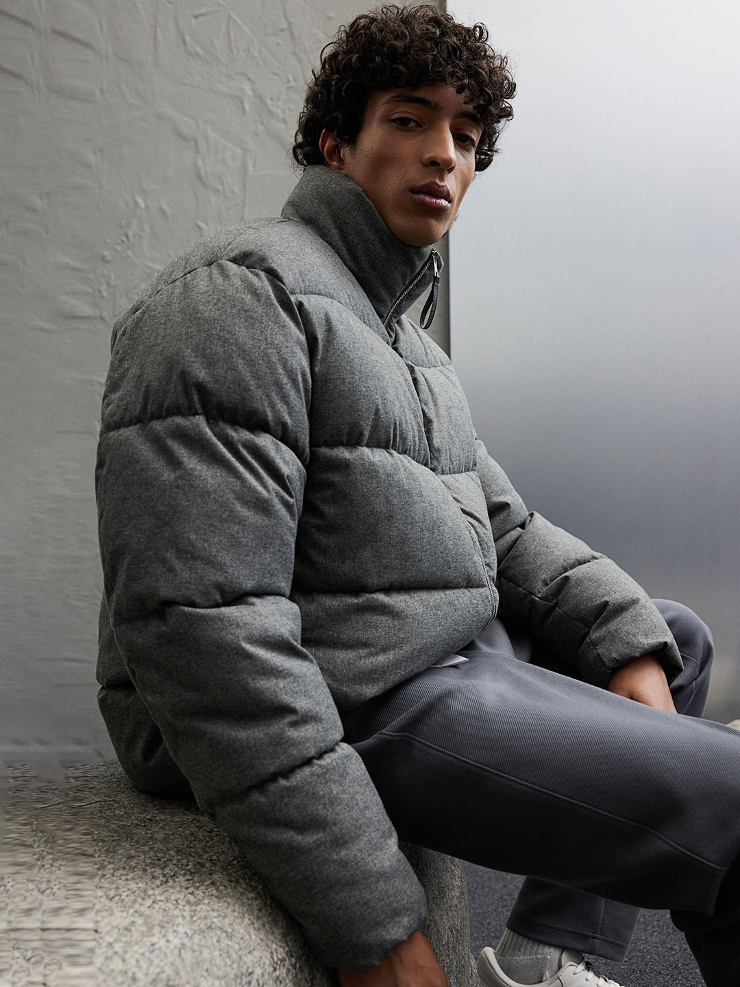 

H&M Loose Fit Water-Repellent Puffer Jacket, Grey