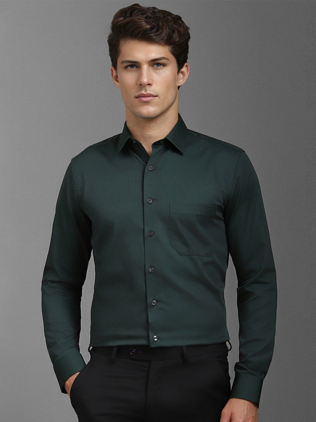 

Louis Philippe Men Slim Fit Opaque Formal Shirt, Green