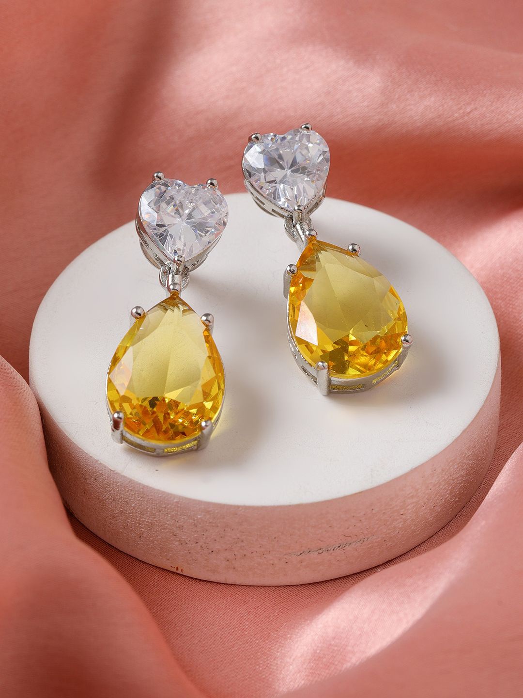 

RITU SINGH Heart Shaped Drop Earrings, Yellow