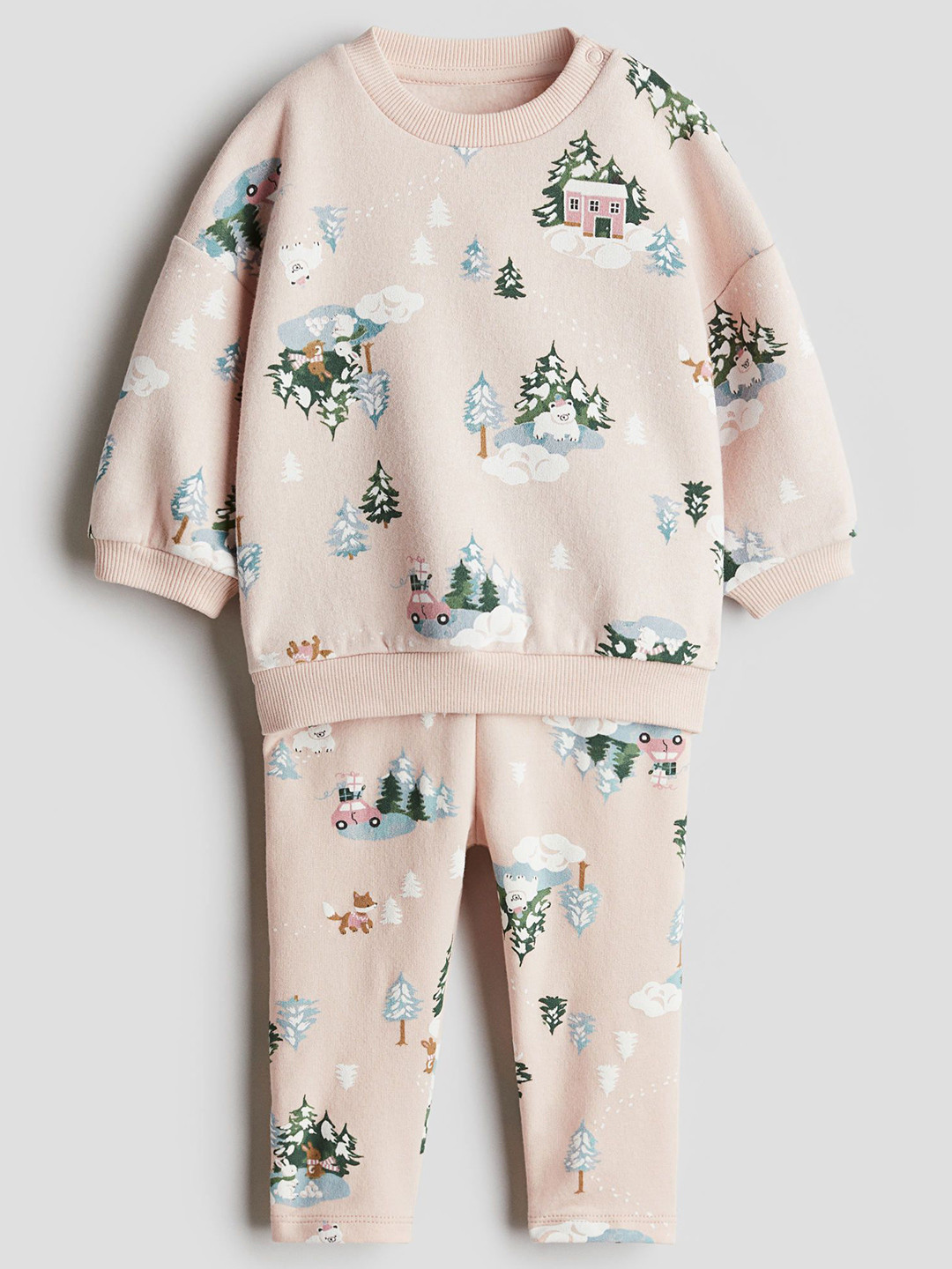 

H&M Printed Round Neck Clothing Set, Pink