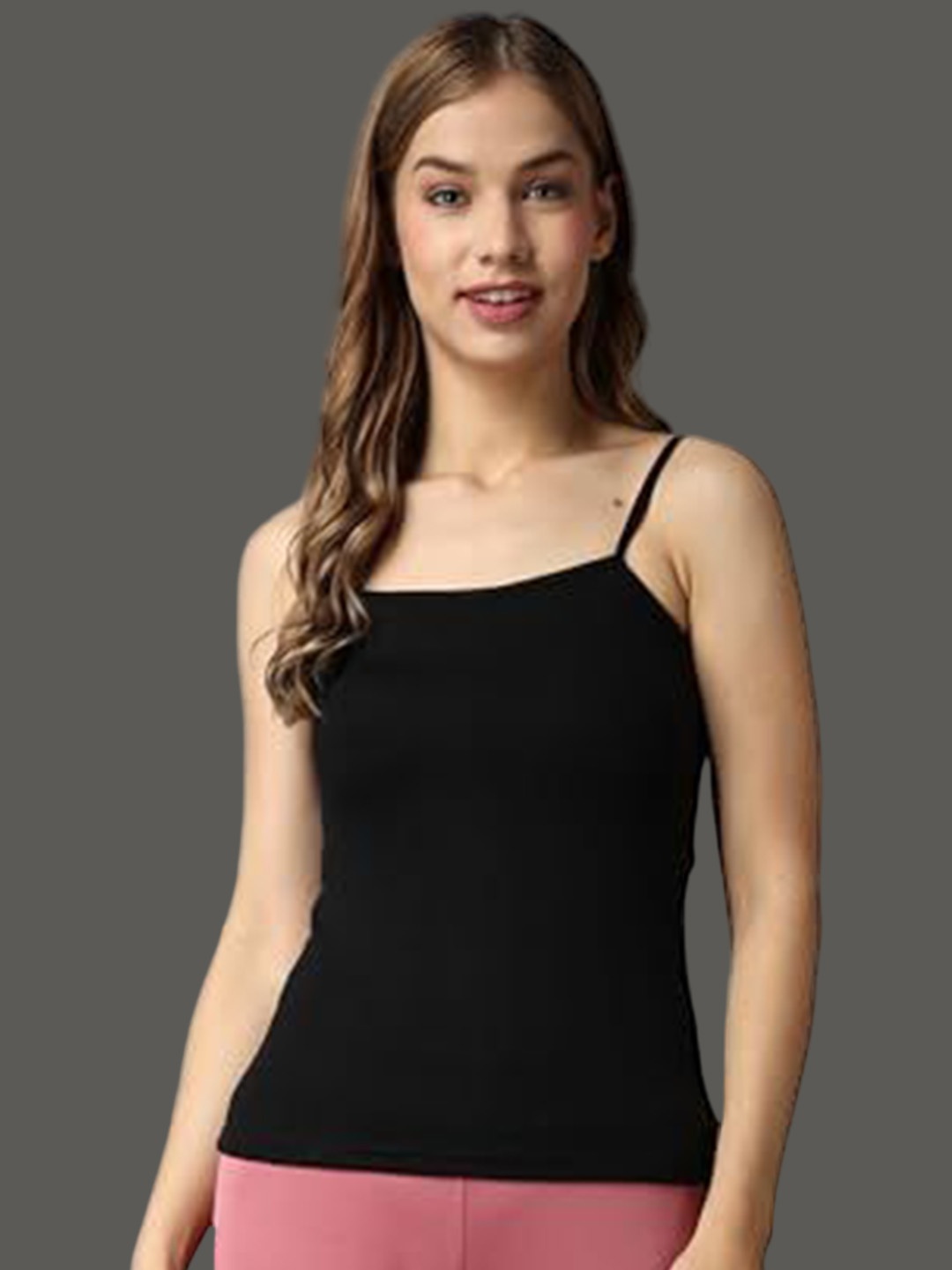 

Wearslim Women Ribbed Woolen Sleeveless Thermal Top, Black