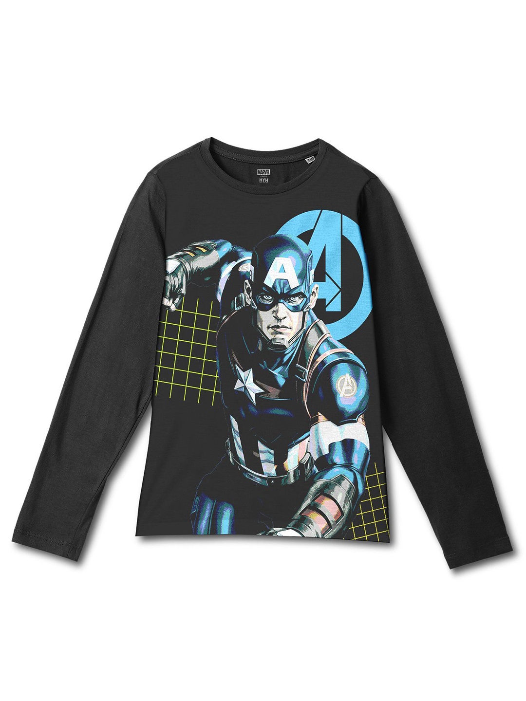 

Wear Your Mind Boys Avengers Printed Raw Edge T-shirt, Black