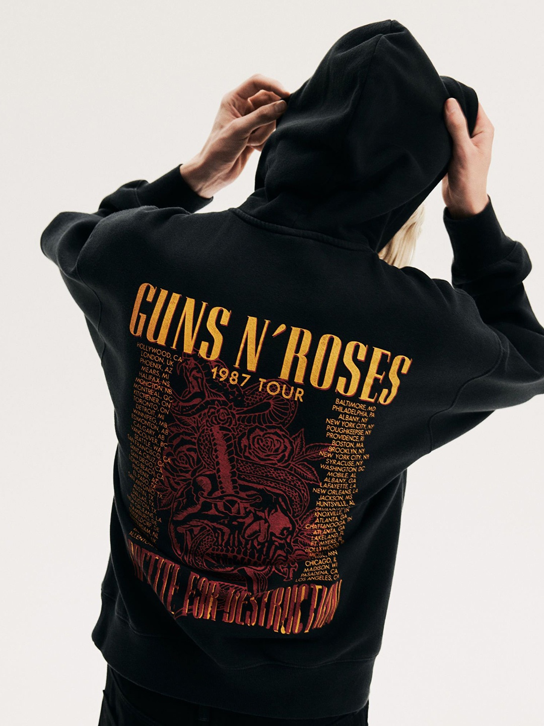 

H&M Oversized Fit Printed Hoodie, Black