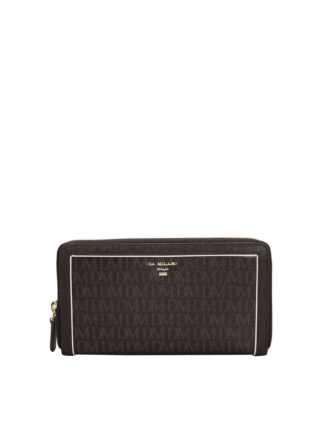 

Da Milano Women Textured Leather Zip Around Wallet, Brown