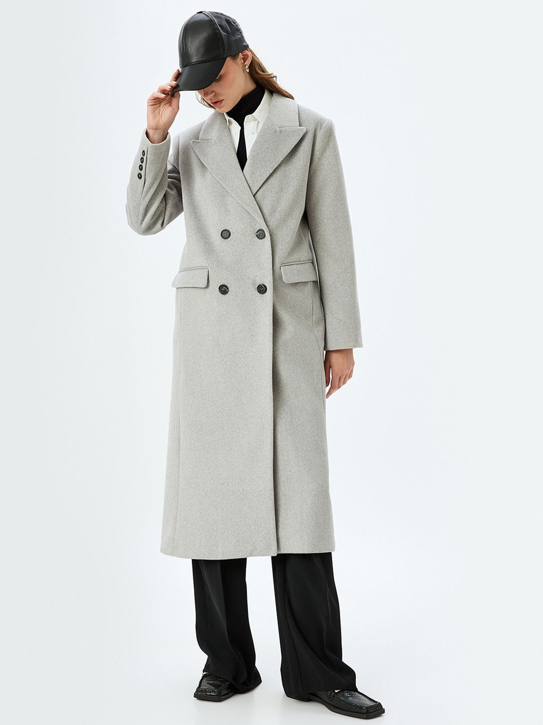 

Koton Double-Breasted Overcoats, Grey