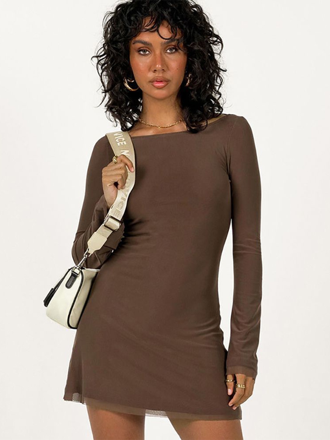 

StyleCast x Revolte Bodycon Mini Dress, Brown