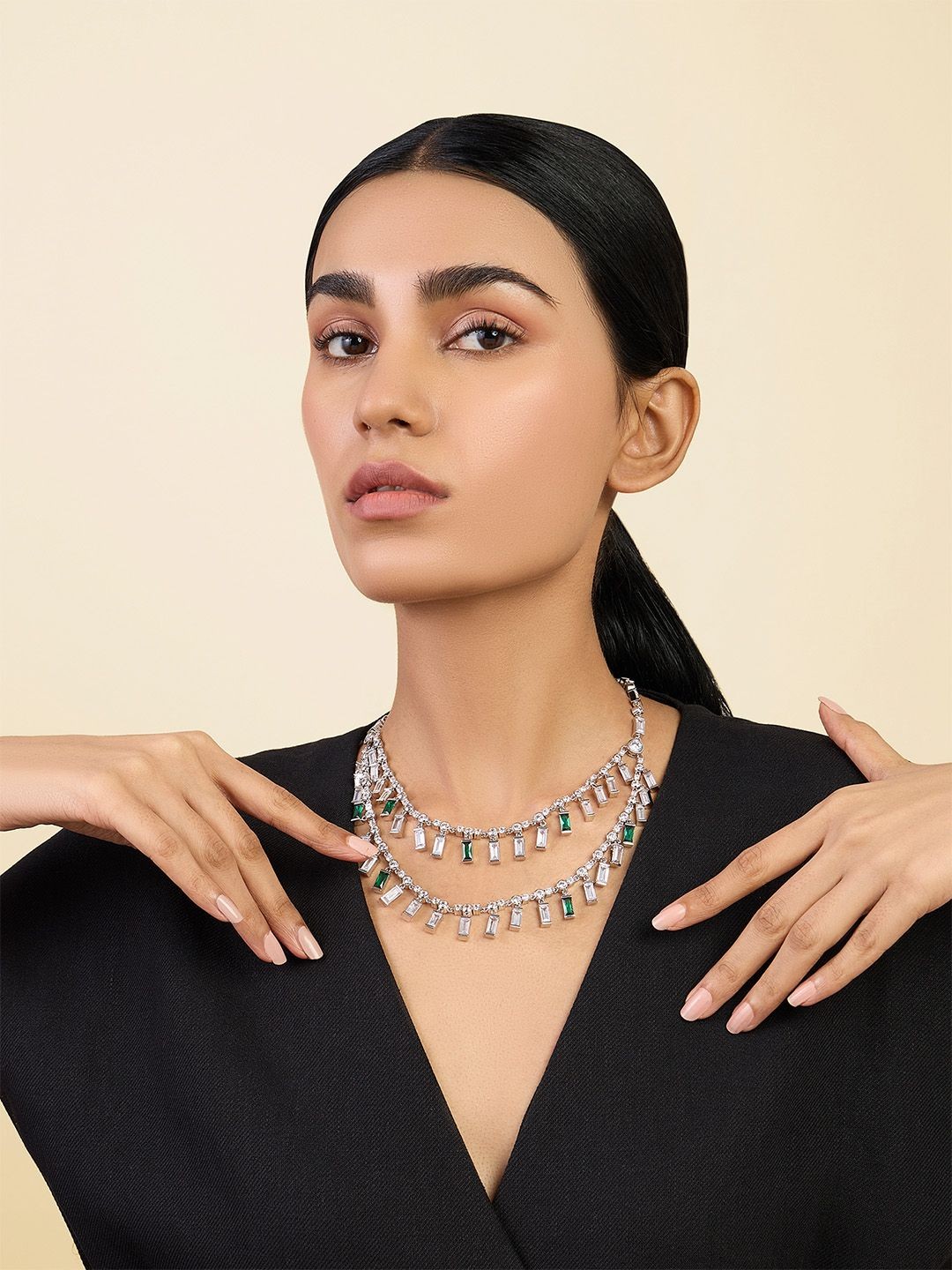 

Isharya Brass Rhodium-Plated Necklace, Silver