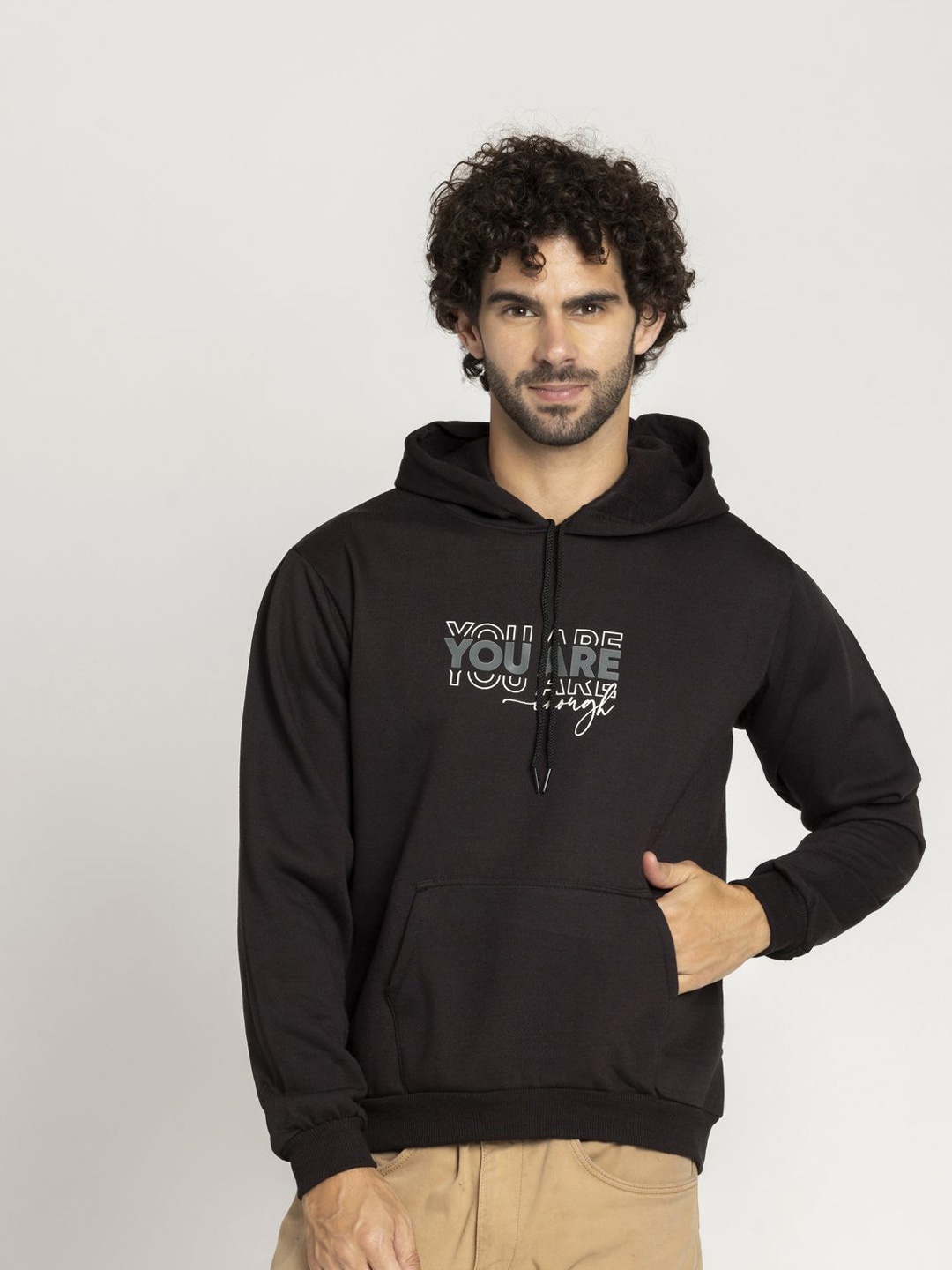 

OCTICS Men Printed Hooded Sweatshirt, Black