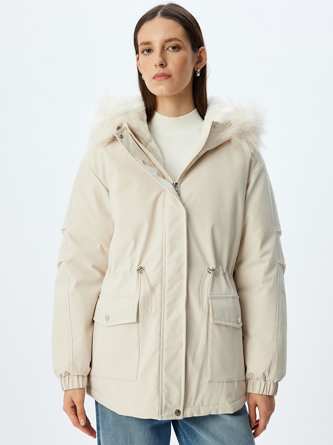 

Koton Women Single-Breasted Overcoat, Off white