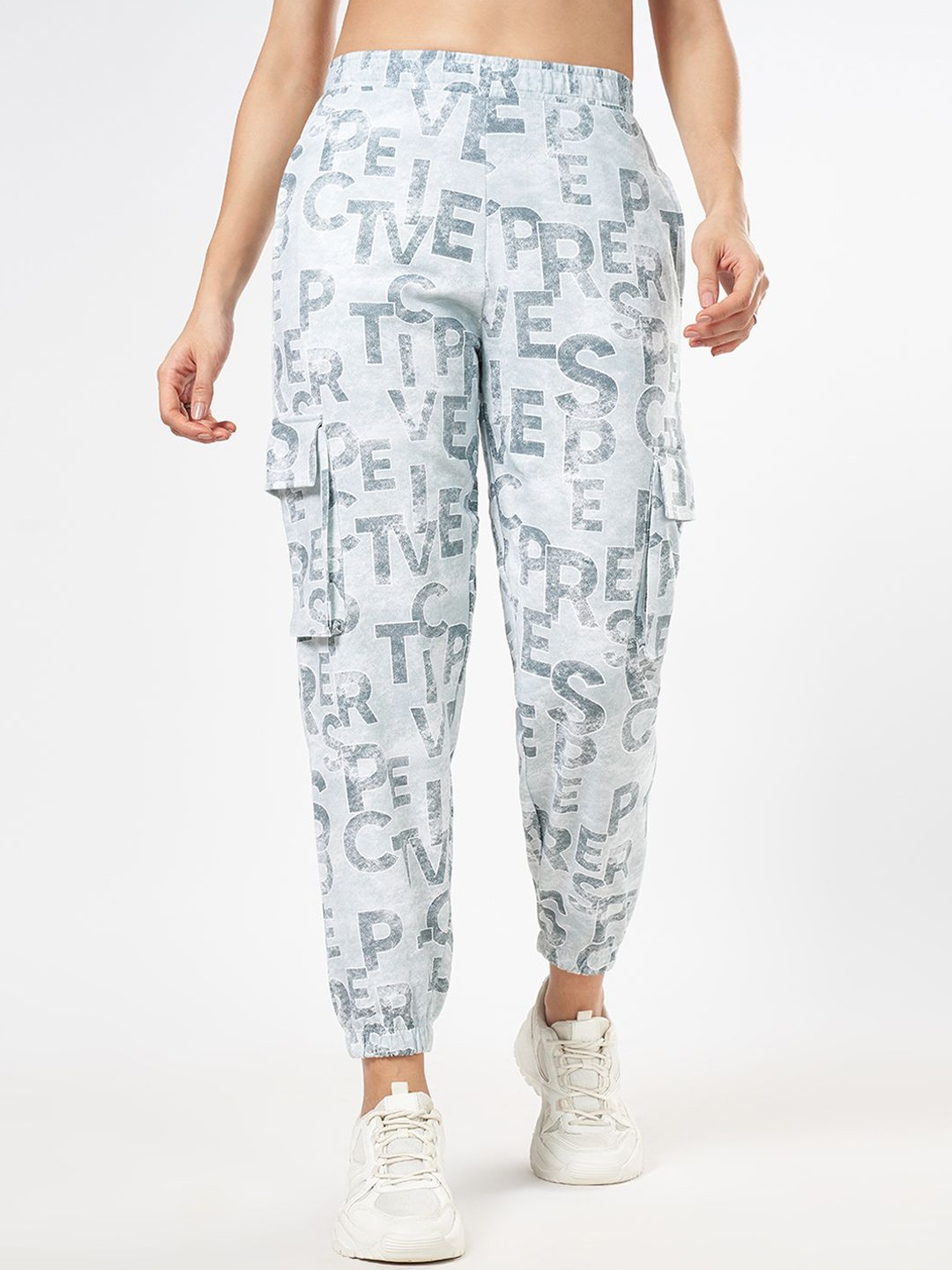 

Ajile by Pantaloons Relaxed Fit Printed Cotton Mid- Rise Joggers, Grey