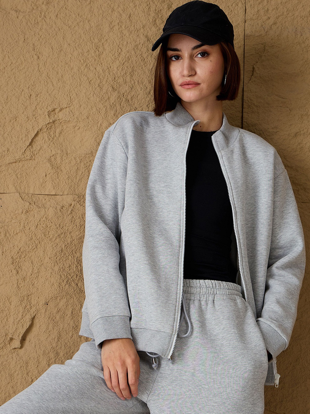 

SASSAFRAS Women Fleece Tailored Jacket, Grey