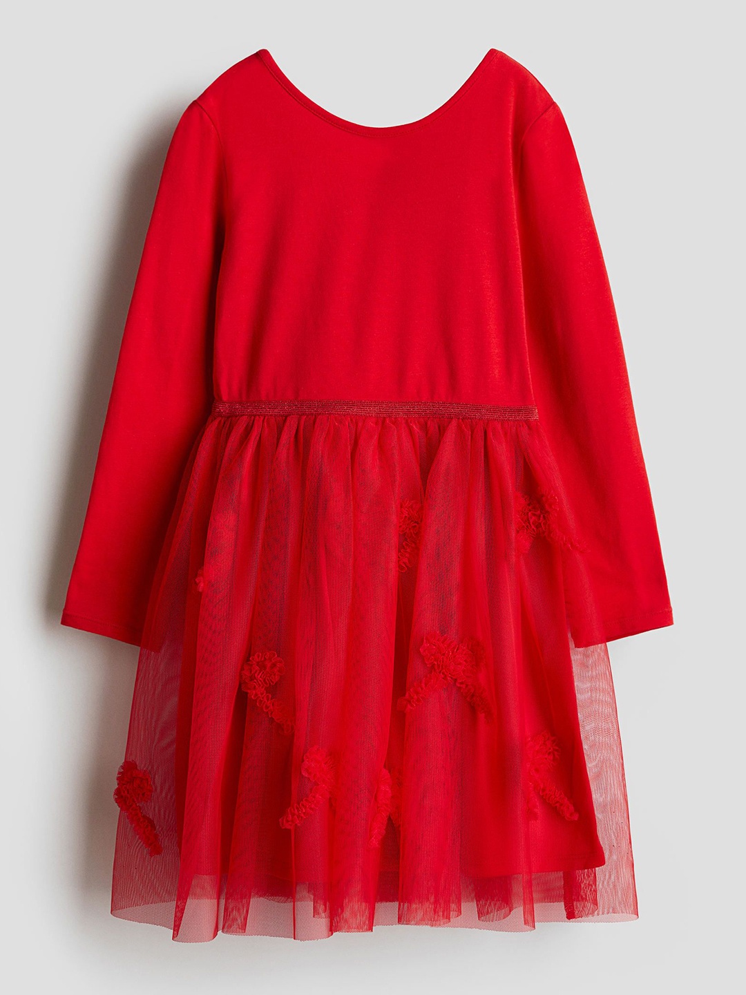 

H&M Girls Tulle-Skirt Jersey Dress, Red