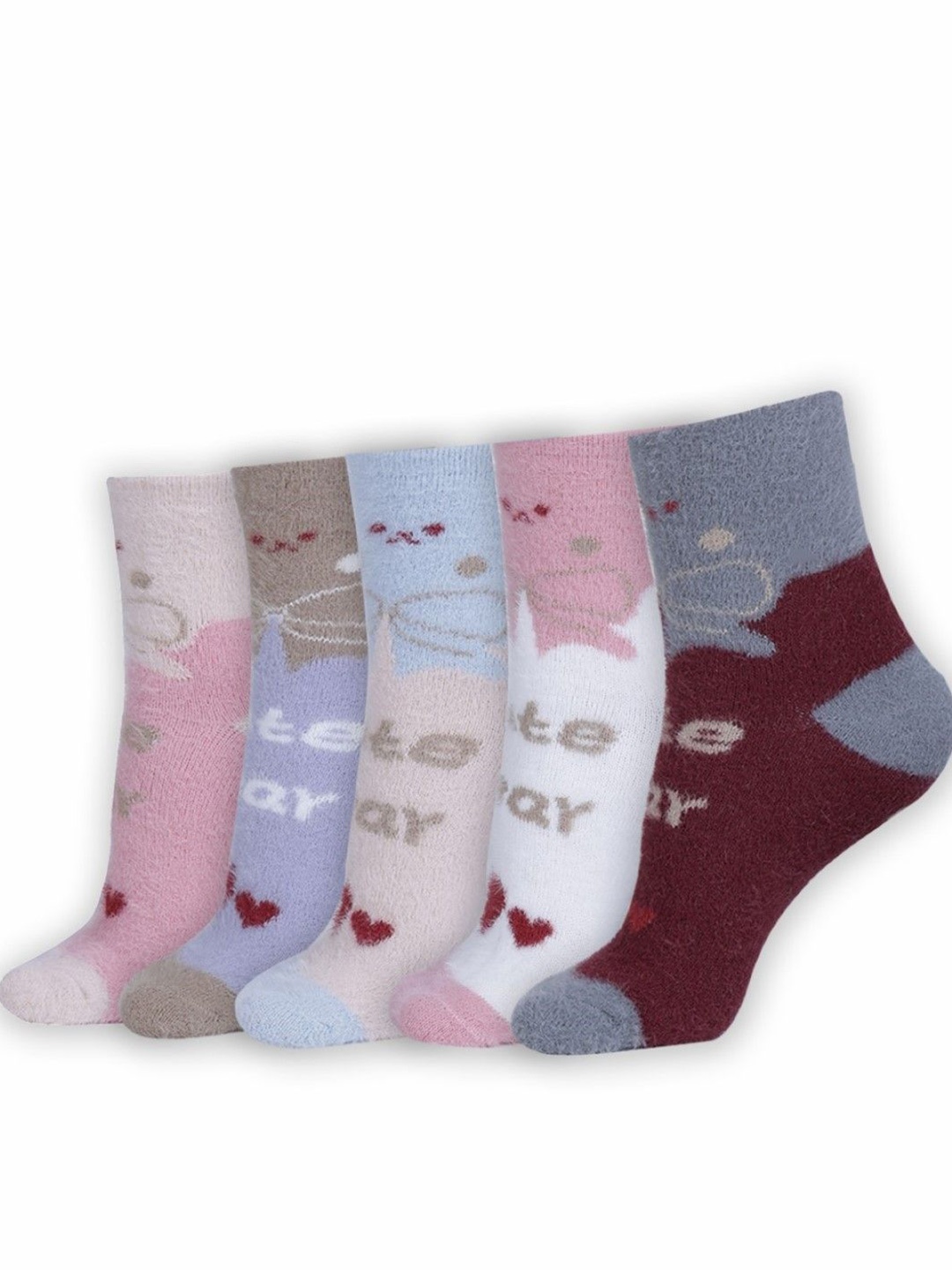 

Dollar Women Pack Of 5 Patterned Ankle-Length Socks, Pink