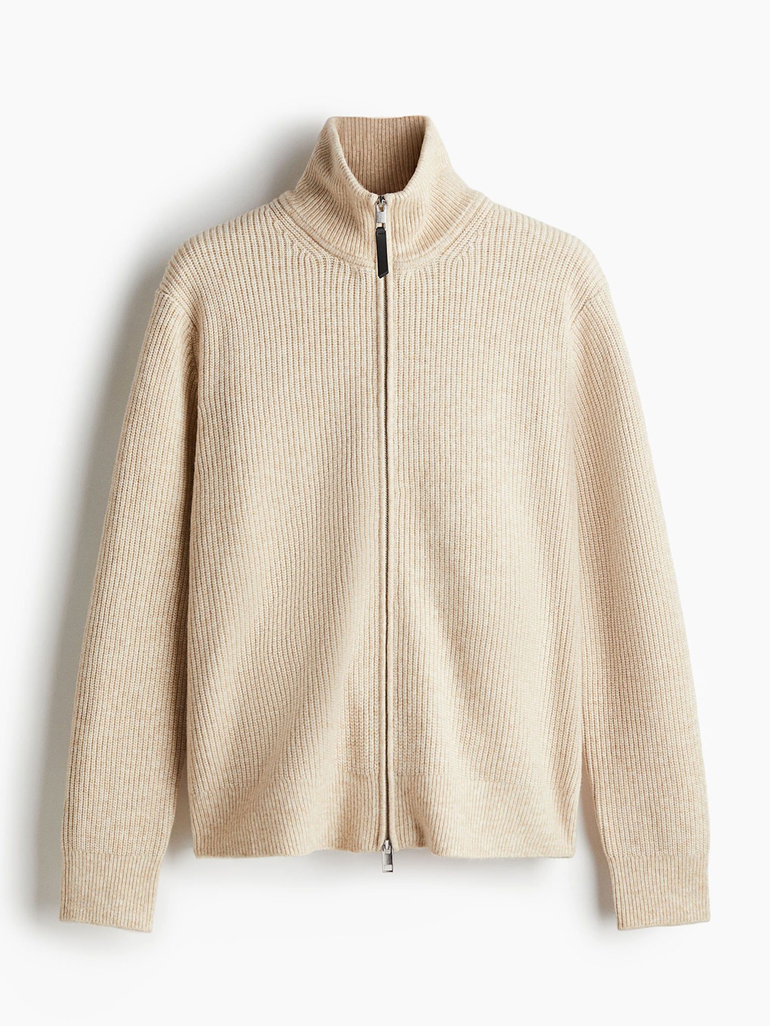 

H&M Men Rib-Knit Cardigan, Beige