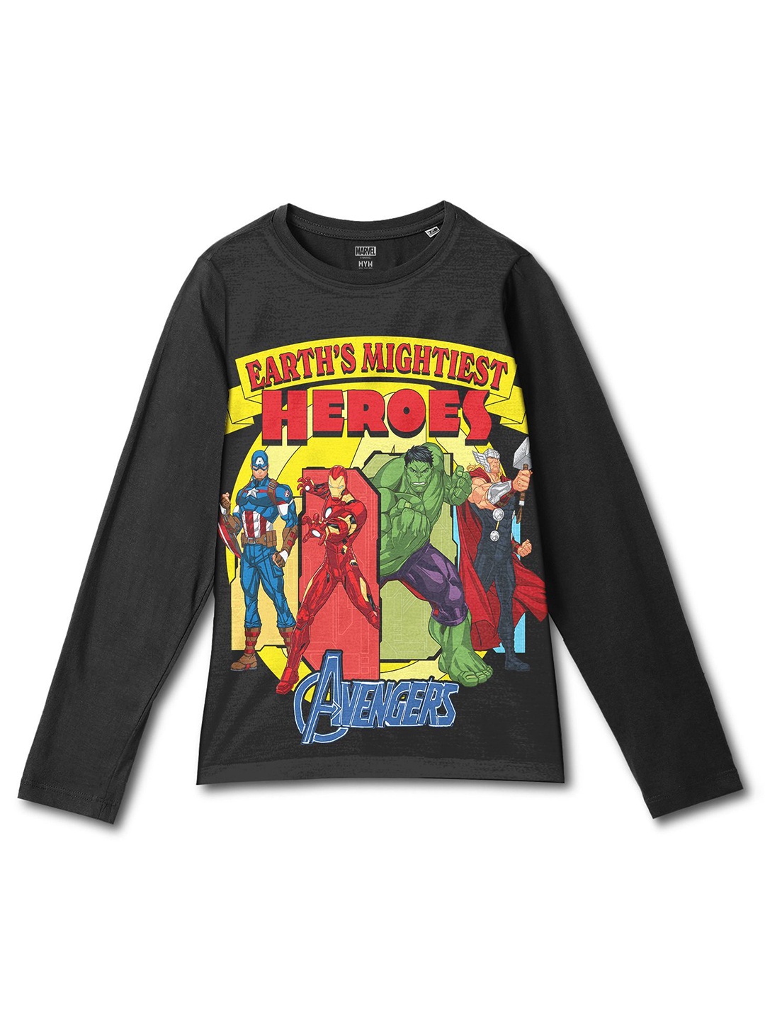 

Wear Your Mind Boys Avengers Printed Applique T-shirt, Black