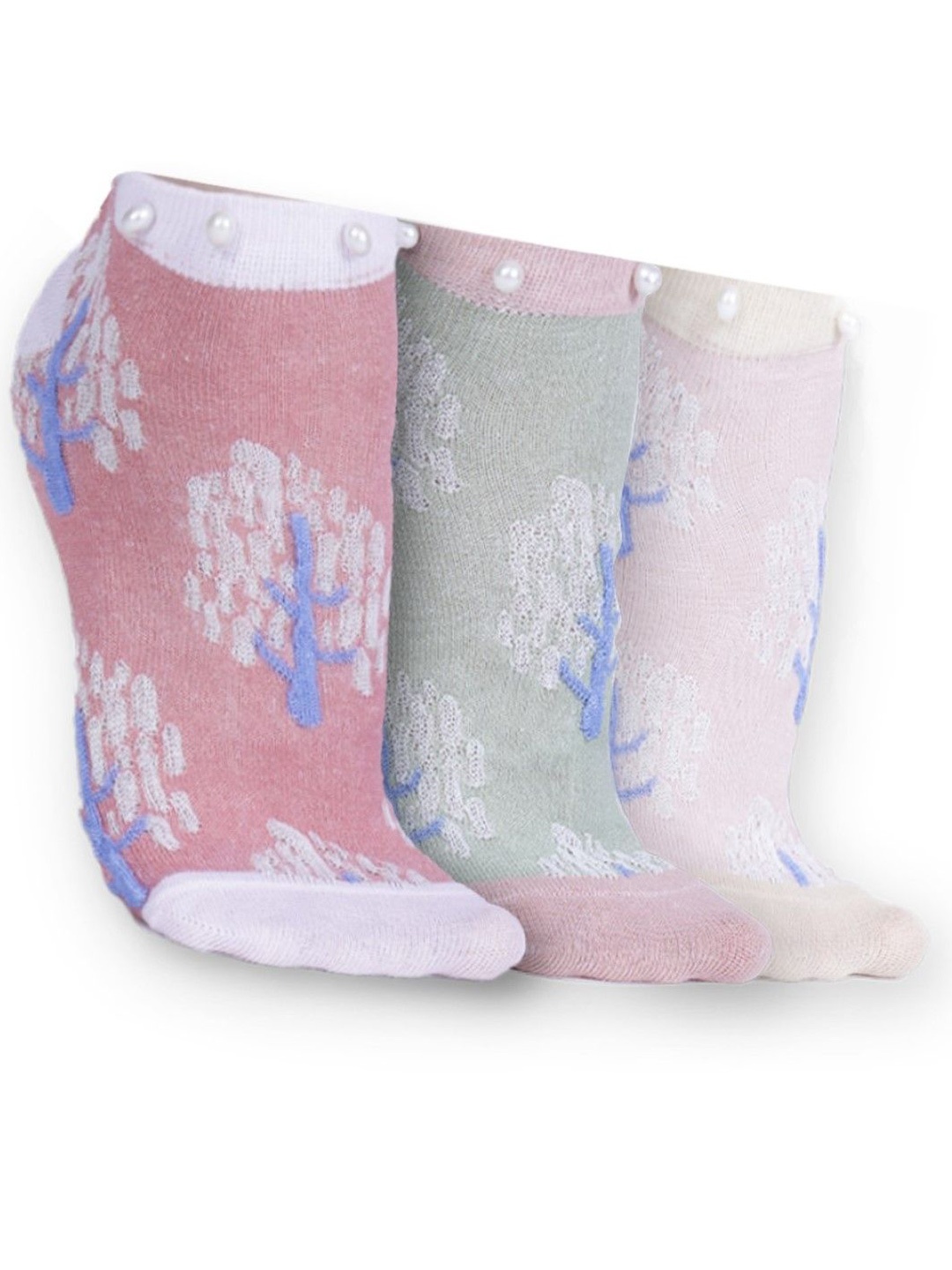 

Dollar Women Pack Of 3 Cotton Ankle Length Patterned Socks, Pink