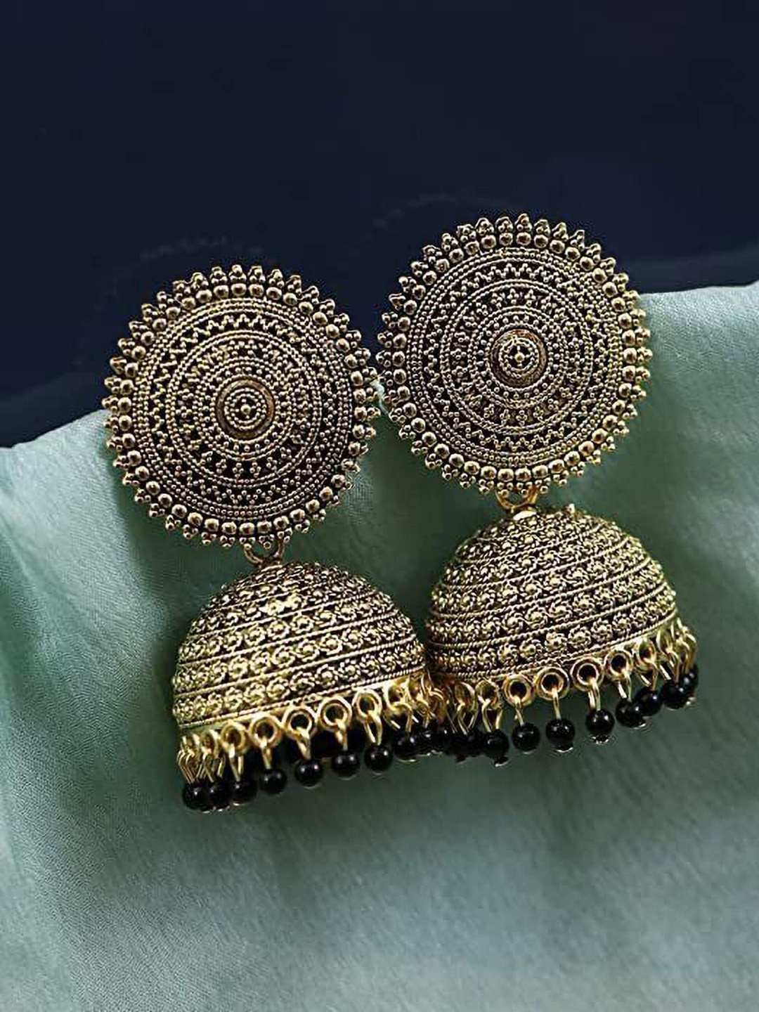 

TISHUL JEWELS Contemporary Jhumkas Earrings, Black