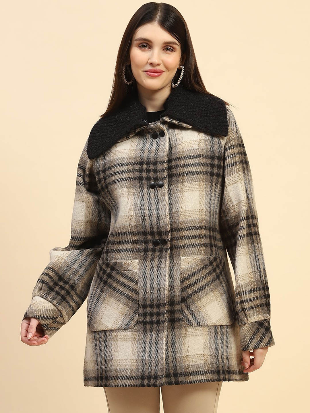 

Global Republic Women Single-Breasted Overcoat, Beige