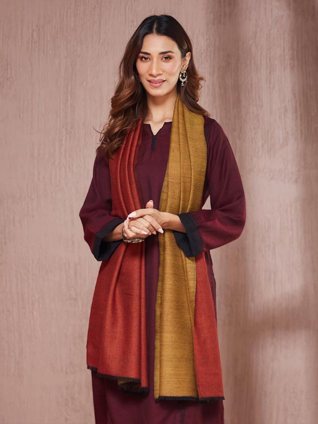 

Fabindia Women Woven Design Stole, Rust