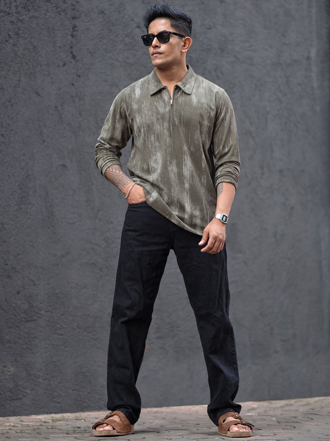 

Powerlook Men Polo Collar T-shirt, Olive