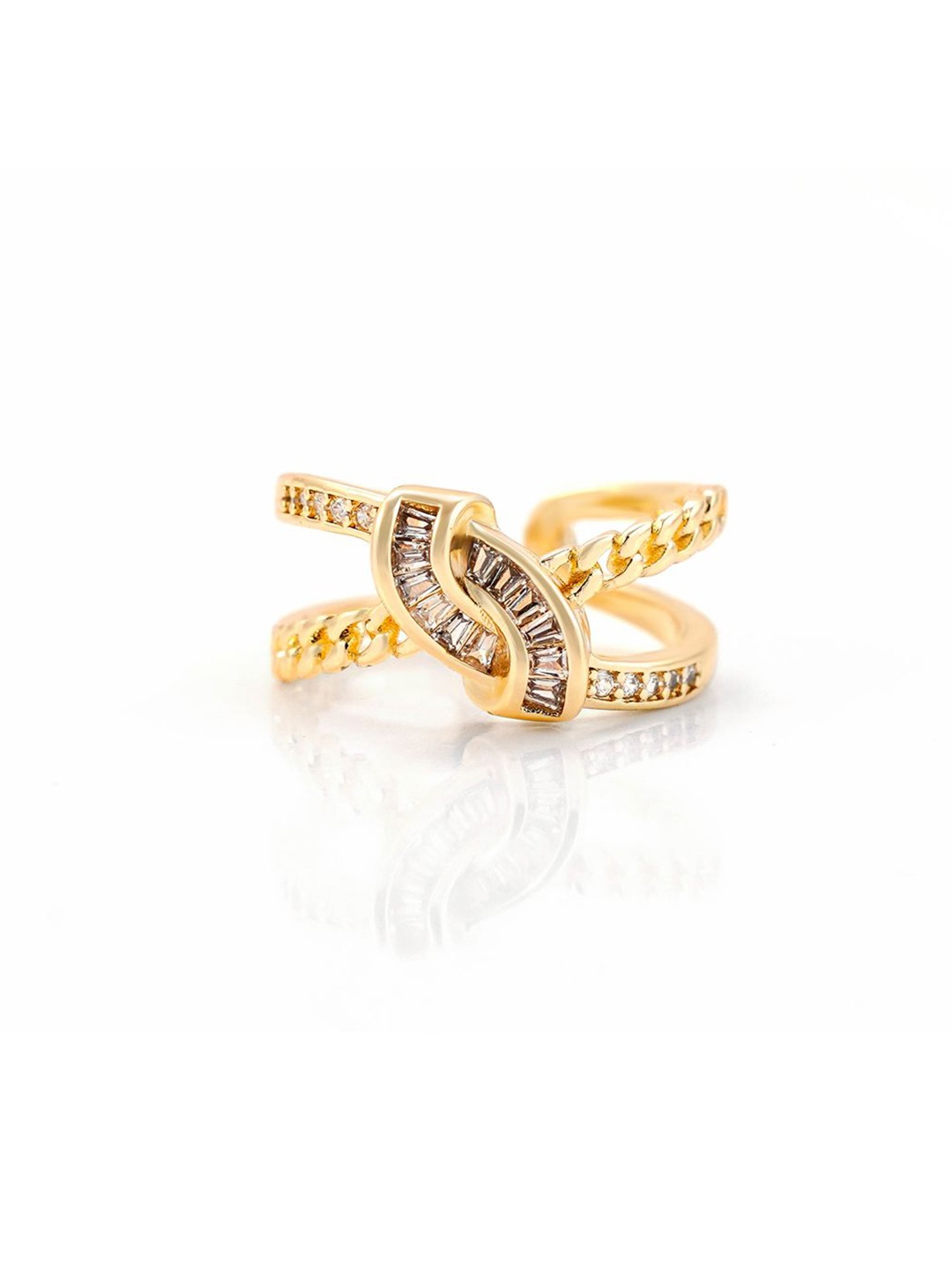 

SWASHAA 14K Gold-Plated CZ-Studded Finger Ring