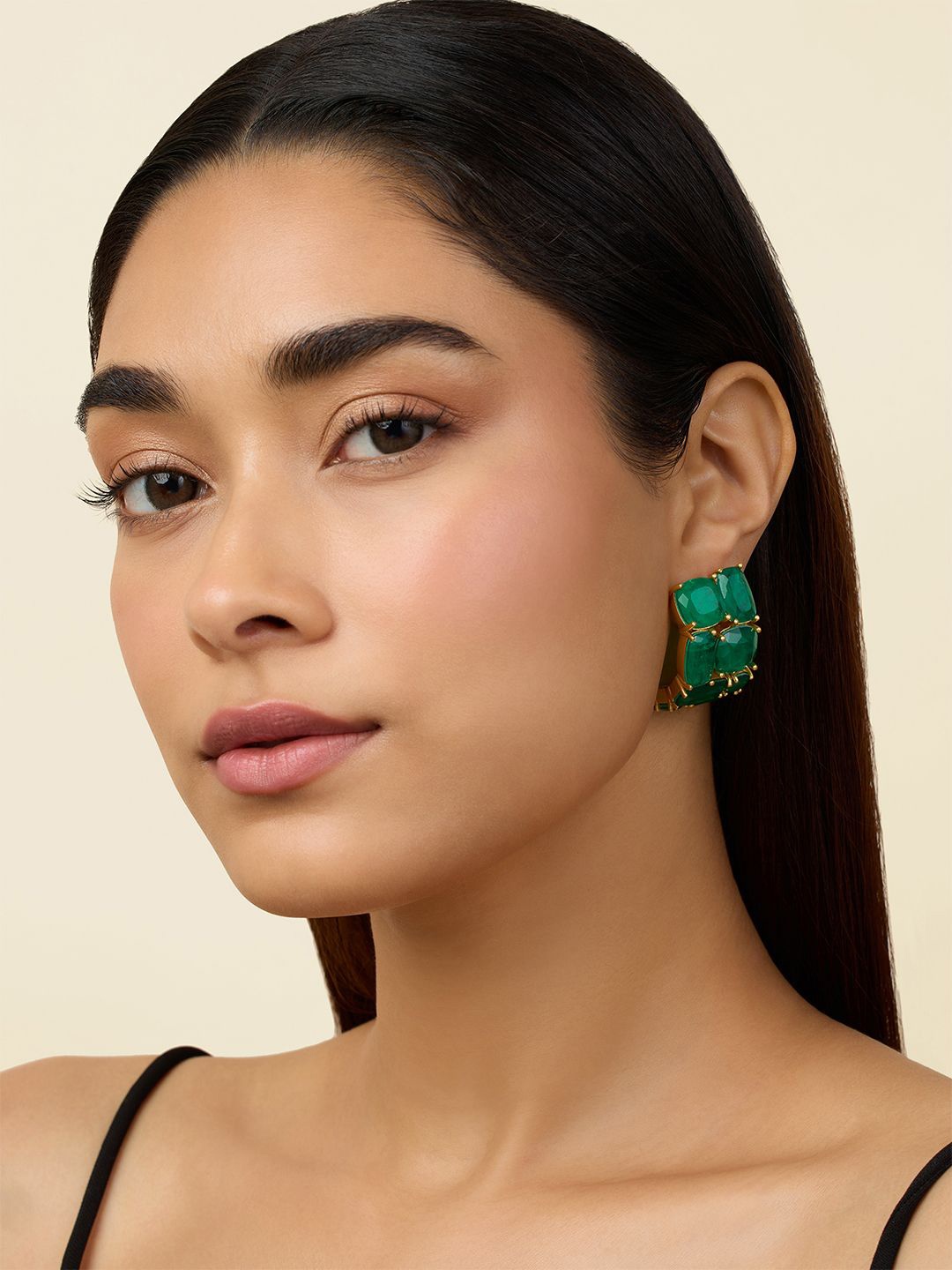 

Isharya Contemporary Hoop Earrings, Green