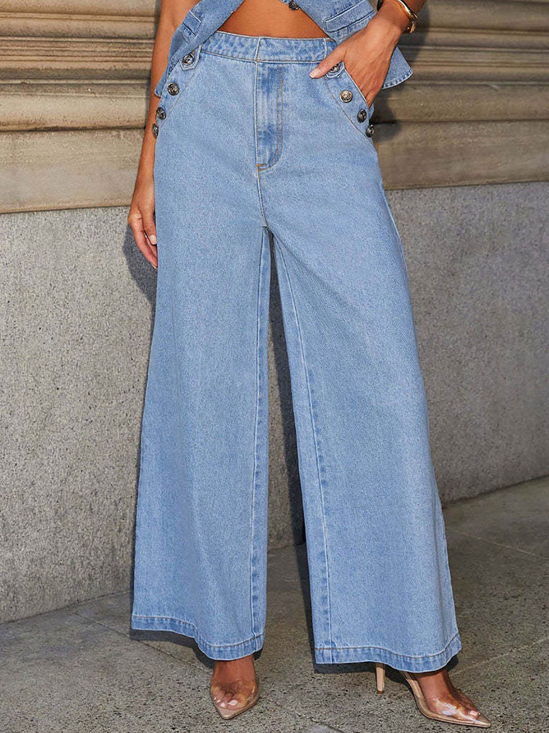 

StyleCast x Revolte Women Wide Leg Jeans, Blue