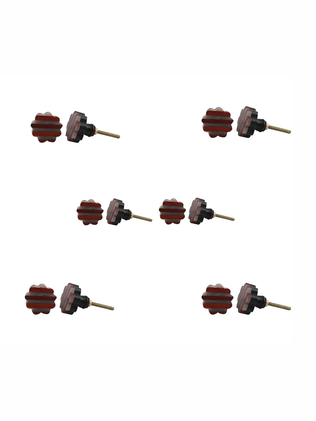 

Indianshelf 6-Pcs White & Brown Printed Resin Knobs