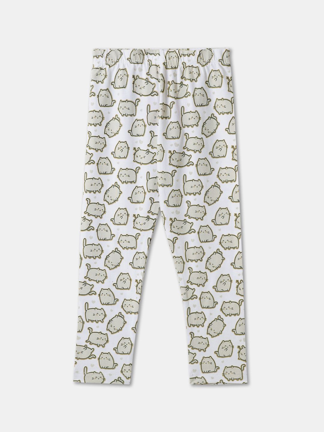 

R&B Girls Printed Ankle-Length Cotton Leggings, White