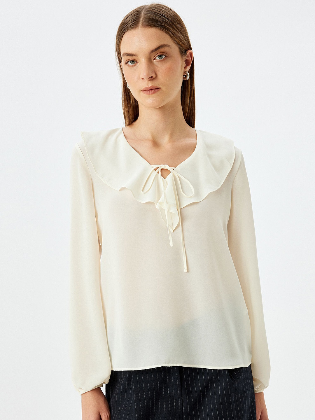 

Koton Tie-Up Neck Top, Off white