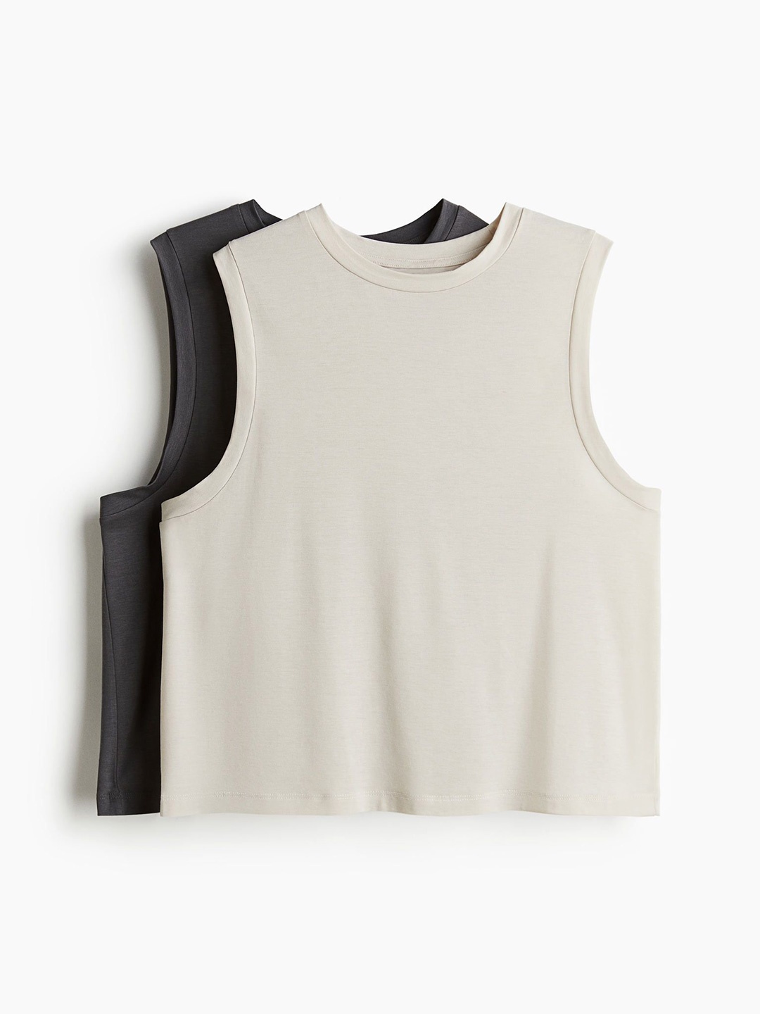 

H&M 2-Pack Sports Vest Tops in DryMove, Beige