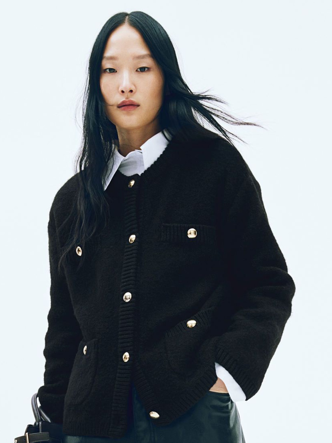 

H&M Pocket-Detail Cardigan, Black
