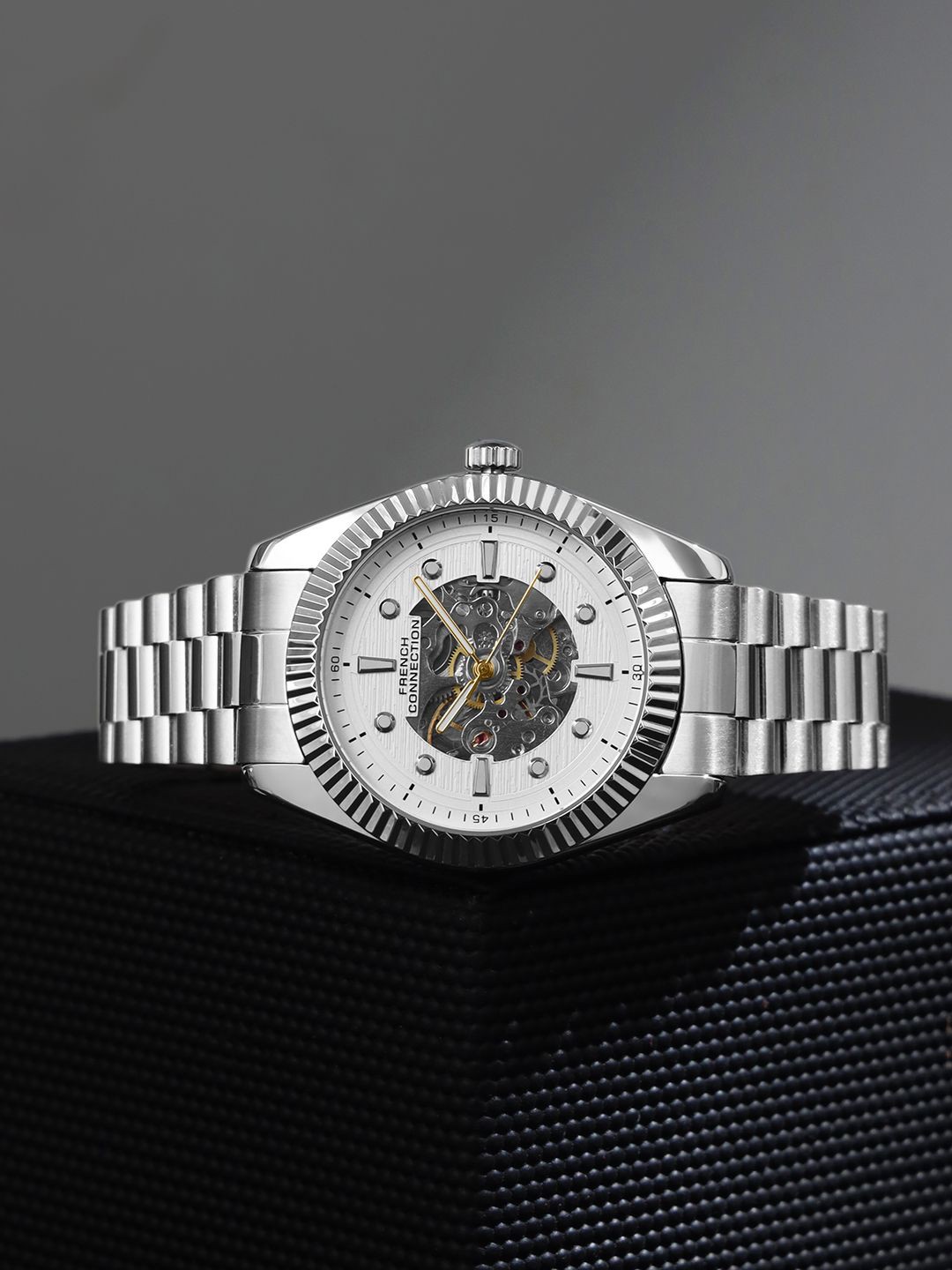 

French Connection Men Dial & Bracelet Style Straps Analogue Watch FCA12SM, Silver